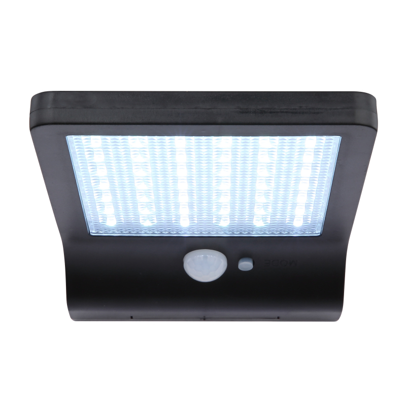 Solárne led svietidlo čierne so senzorom 42xLED 0,2W/3V/13000K IP44