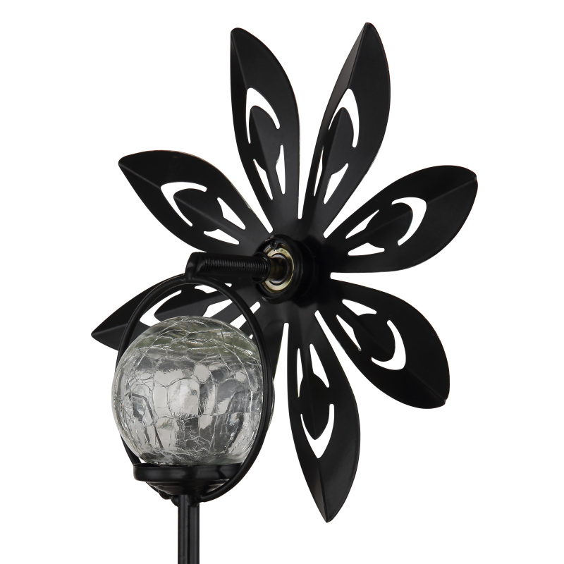 Solárne zapichávacie led svietidlo veterné koleso farebný KVET LED 0,024W 3V/3000K IP44, výška: 50cm