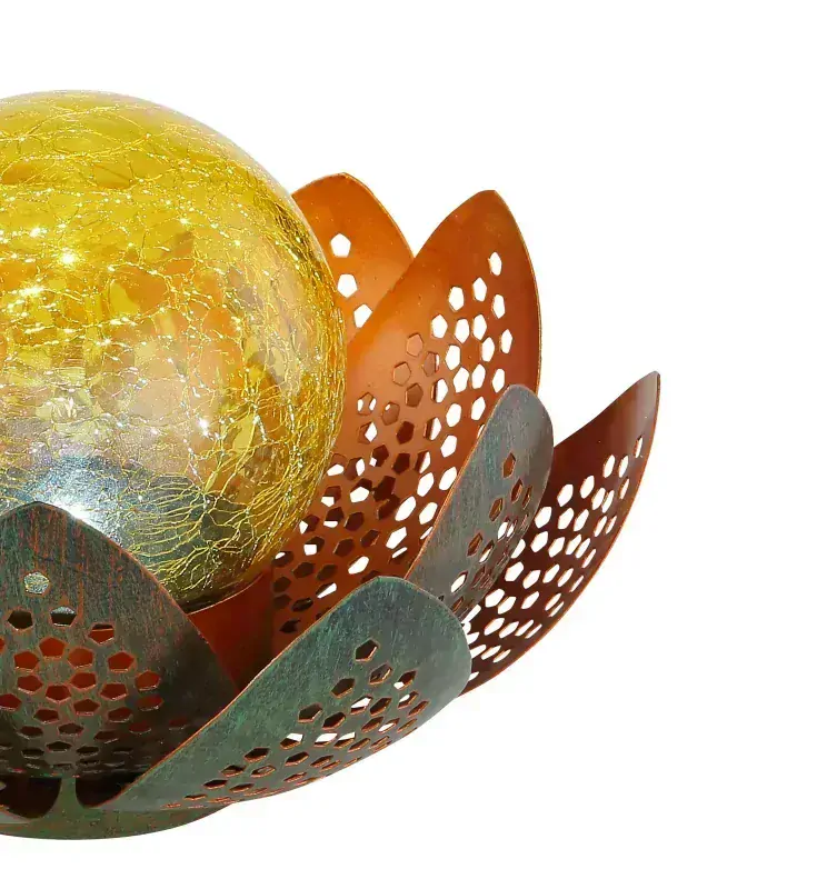 Solárne svietidlo lotosový kvet so svietiacou guľou 1xLED/3,2V/6500K, priemer 22cm, IP44