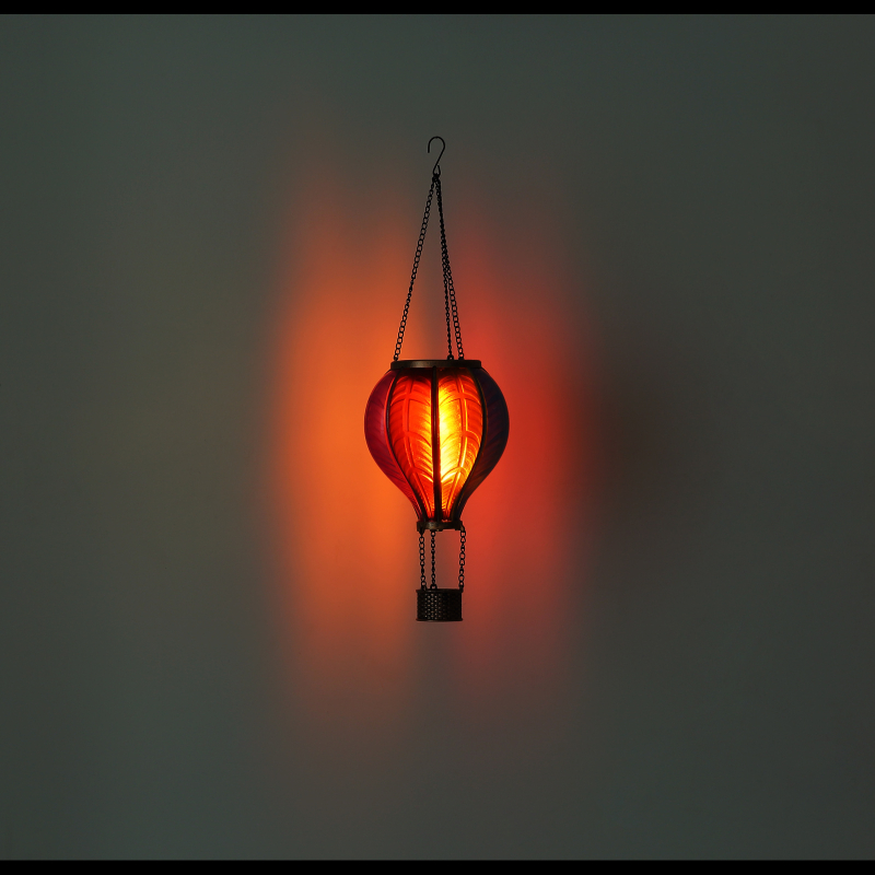 Solárne svietidlo teplovzdušný balónviacfarebný na zavesenie  s efektom ohňa 20xLED,0,5W,3V 1600K IP44