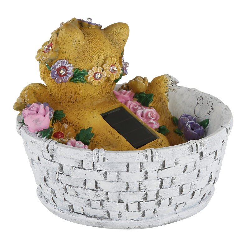 Solárne led svietidlo mačka v košíku s kvetmi 8xLED/0,08W teplá biela IP44