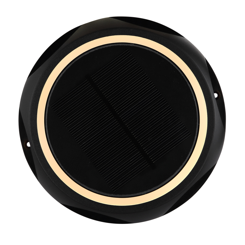 Solárne svietidlo okrúhle čierne na stenu/do zeme LED 1,2W/3,7V/3000K IP65