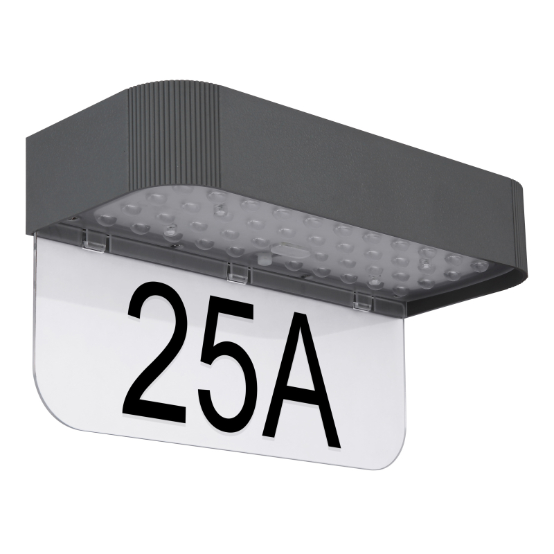 Solárne nástenné led svietidlo číslo domu so senzorom LED/6W/3000K IP54