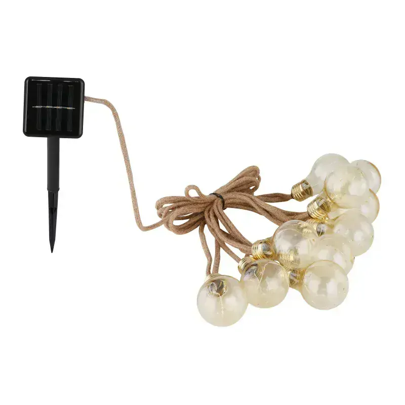 Solárna reťaz jantárové žiarovky 10ks 50LED/0,06W/3,2V/3200K IP44, 5,7m