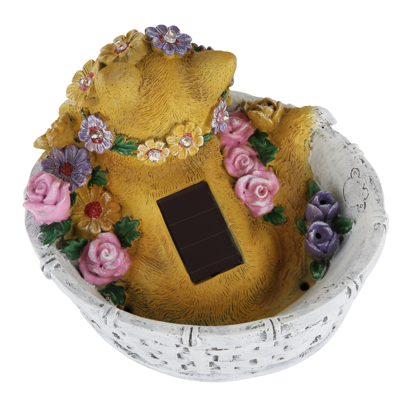 Solárne led svietidlo mačka v košíku s kvetmi 8xLED/0,08W teplá biela IP44