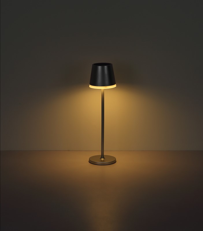 Solárne stolové led svietidlo strieborná metalíza 10xLED 0,06W/3V/3000K, IP44