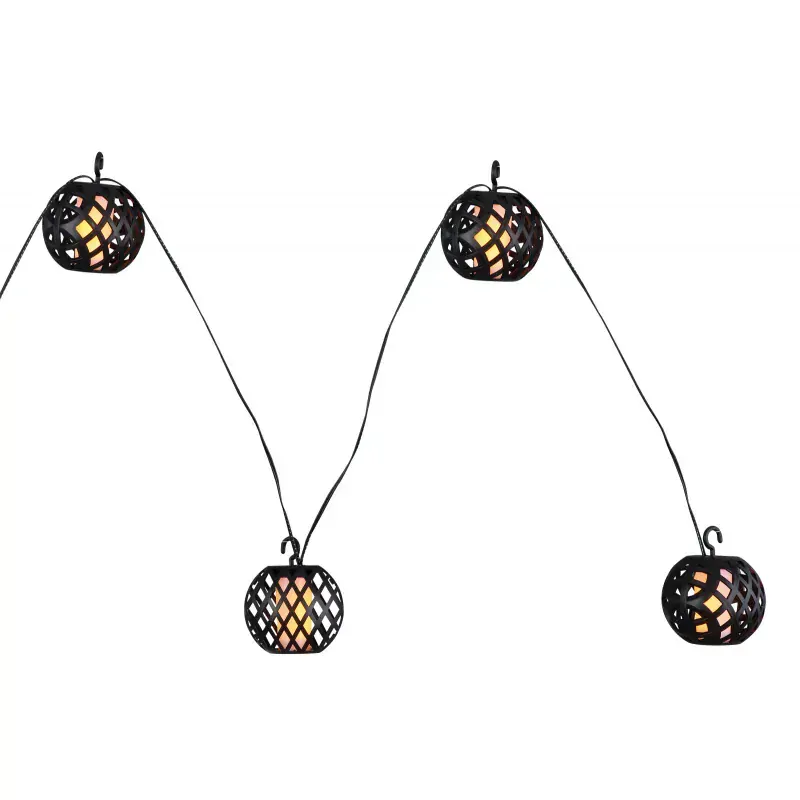 Solárna reťaz s guľkami 98xLED/1700K s efektom ohňa/0,1W/3V IP44, 4,1m