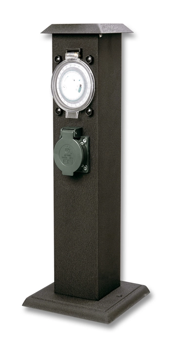 Záhradný stĺpik SOLITER s časovačom, 2 zásuvky 3600W IP44