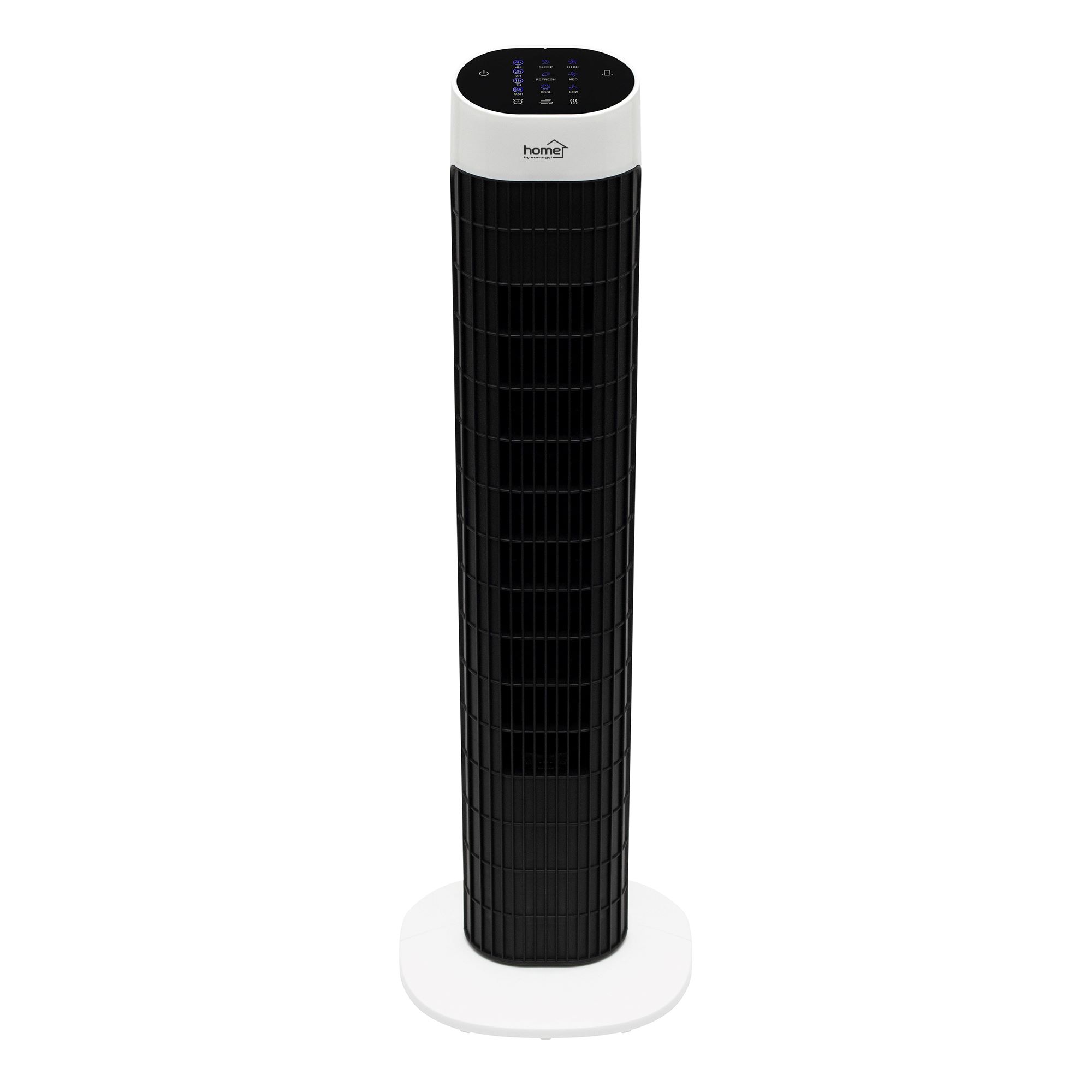Stĺpový ventilátor čierno-biely 45W, výška: 79cm s diaľkovým ovládaním