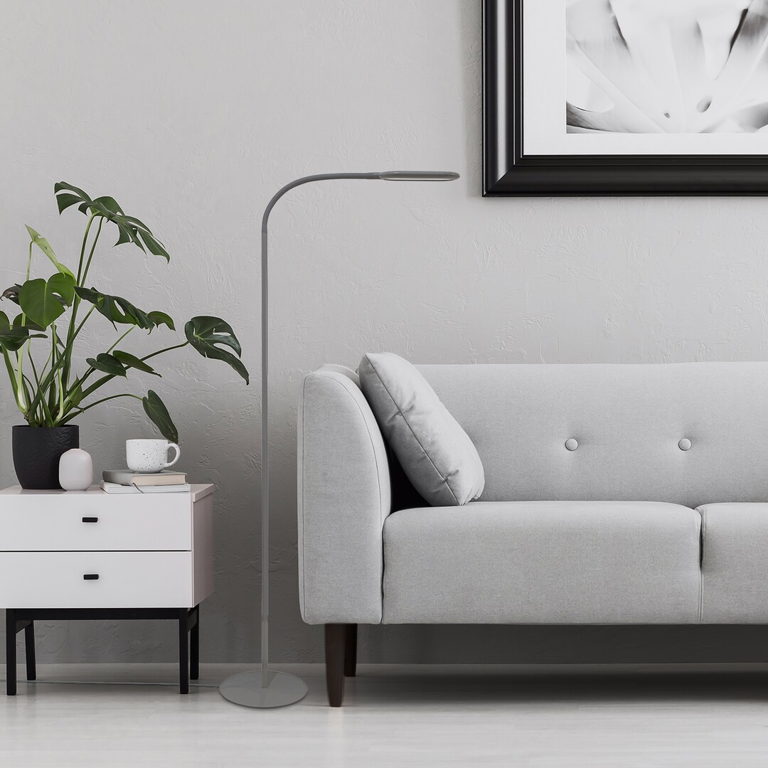 ADELMO ledková dotyková stmievateľná stojanová lampa šedá LED/10W/3000-6000K, výška: 140cm