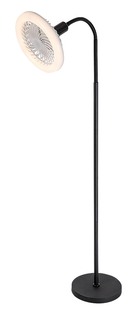 VENTURO stojanová lampa čierna s ventilátorom a svetlom LED 16W/ 3000K-4000K-6500K a diaľkovým ovládaním