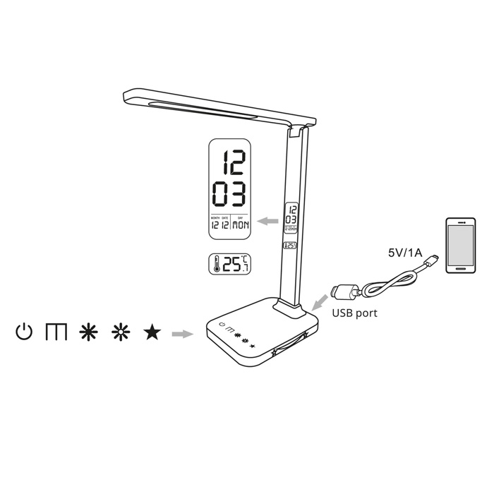 WEST stmievateľná stolná led lampa čierna 8W, CCT 3000K-6000K