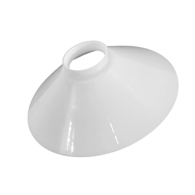 Sklenené tienidlo lesklé biele s hrdlom, priemer 20cm, montážny otvor: 5,7cm 