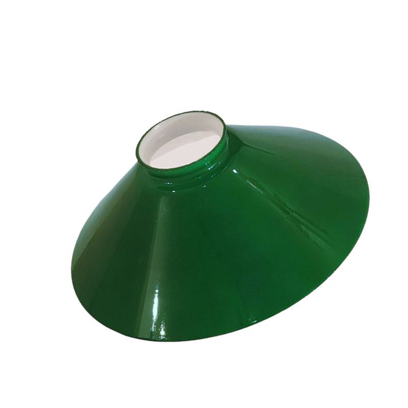 Sklenené tienidlo lesklé zelené s hrdlom, priemer 20cm, montážny otvor: 5,7cm 