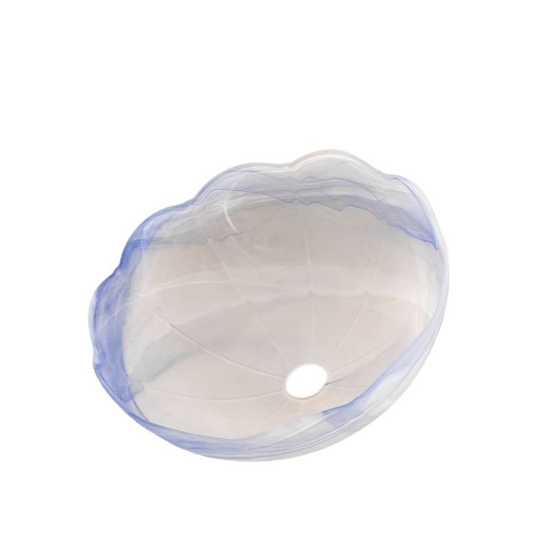 Sklenené tienidlo číre s modrým alabastrom s otvorom pre závit E27 (4,2cm) priemer: 35cm