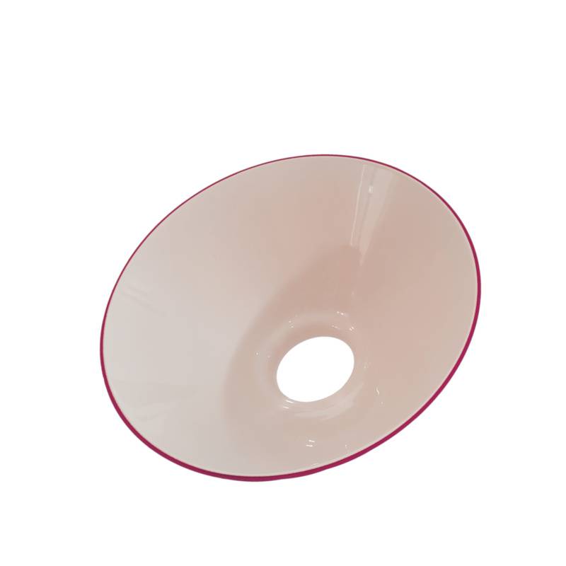 Sklenené tienidlo lesklé ružové s hrdlom, priemer 20cm, montážny otvor: 5,7cm 