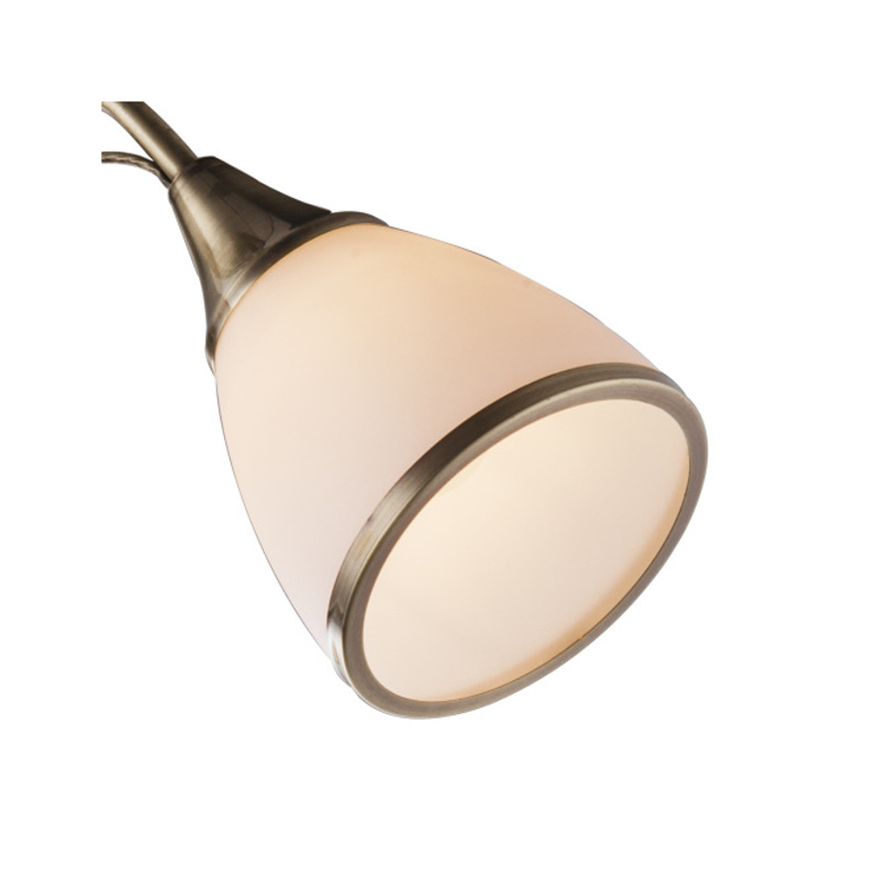 Náhradné tienidlo COMODORO pre závit E14 (35mm), priemer: 11,2cm biele s kovovu obručou antická mosadz