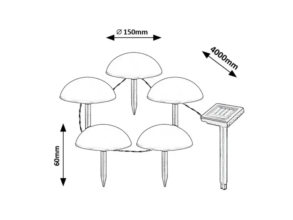 Solárna reťaz TREPPIO s hríbmi LED neturálna biela IP44, 4m