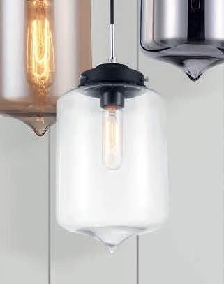 TUBE visiaci luster číre sklo 1xE27/60W 