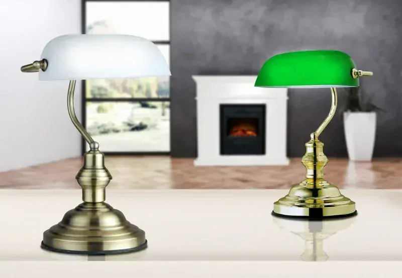 ANTIQUE stolná lampa zlatá/zelená 1xE27/60W
