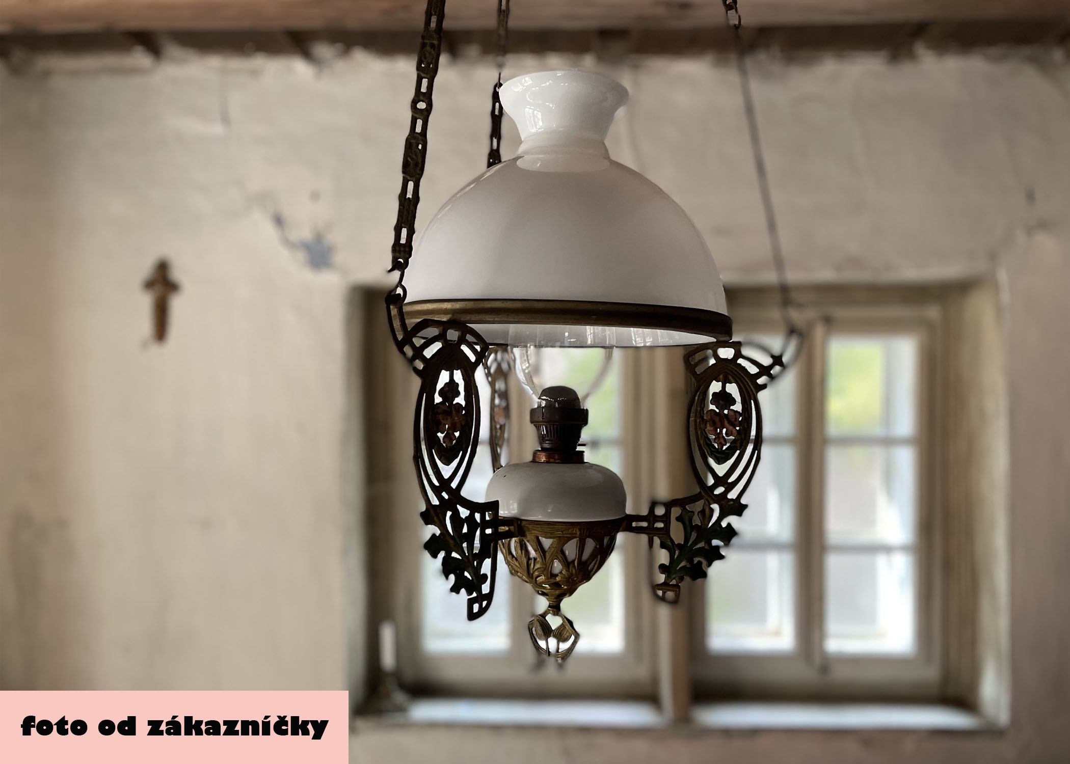 Náhradné tienidlo priemer 28,5cm petrolejkové lesklé biele