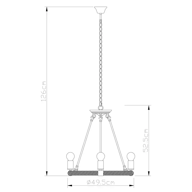 ULLEU visiaci luster kov/lano 6xE27/40W priemer 50cm