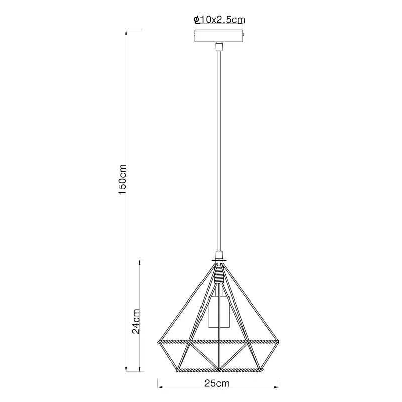 ULLEU visiaci luster kov/lano 1xE27/40W, priemer 25cm