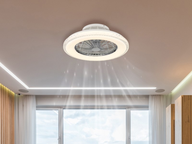 CORUSSO stropný ventilátor chróm so svetlom LED 40W/3000-6500K + diaľkové ovládanie  