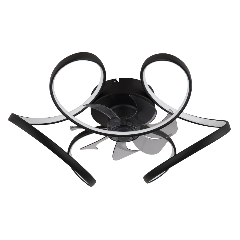 LORIS stropný ventilátor čierny so svetlom LED 30W/3000-6000K + diaľkové ovládanie  