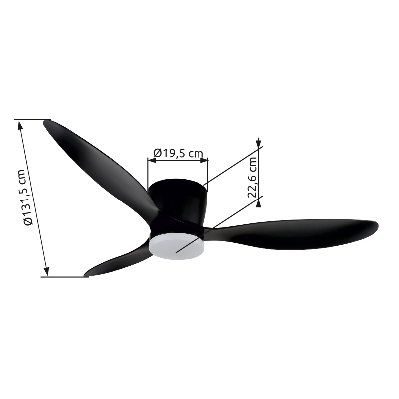 ARMANDO stropný ventilátor čierny so svetlom LED 20W/2700K-6500K + diaľkové ovládanie