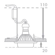 Downlight štvorec sklo/chróm/kryštáľ 1xG9/33W