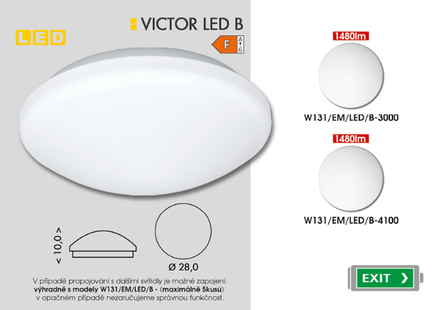 VICTOR núdzové led svietidlo 18W/3000K IP44 