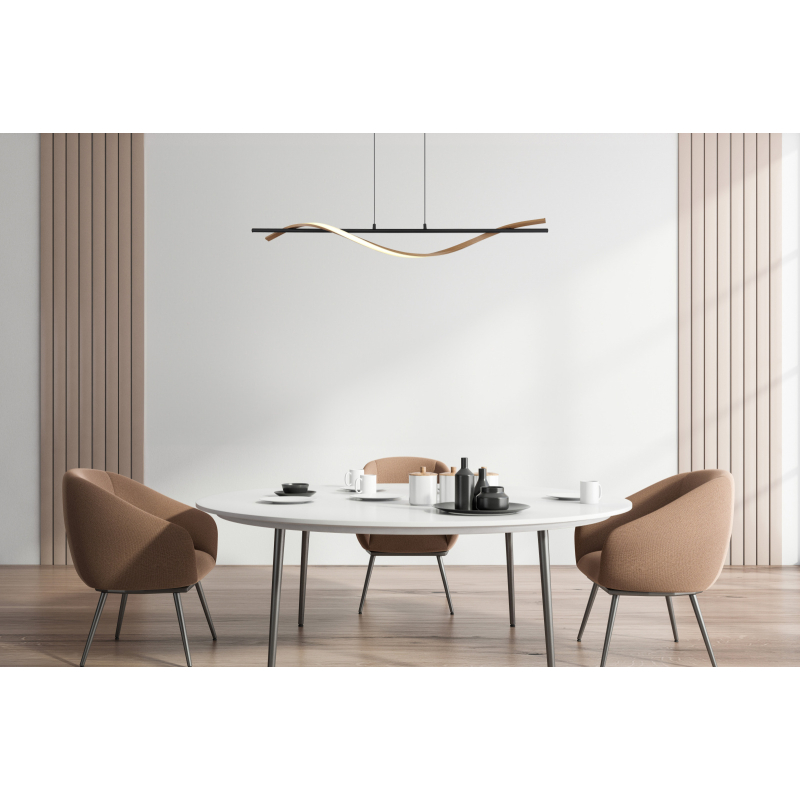WATKINS závesné svietidlo čierne/imitácia dreva LED 30W LED 3000K, 120x115x14cm