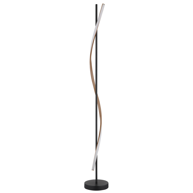 WATKINS stojanová lampa čierna/imitácia dreva LED 30W LED 3000K, výška: 150cm