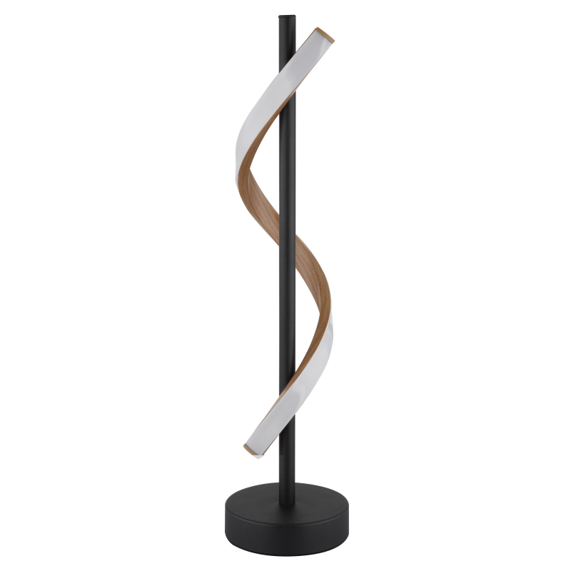 WATKINS stolná lampa čierna/imitácia dreva LED 12,5W LED 3000K, výška: 49,3cm