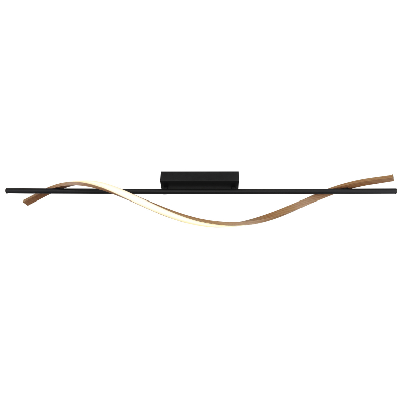 WATKINS stropné svietidlo čierne/imitácia dreva LED 20,5W LED 3000K, 115x17x14cm