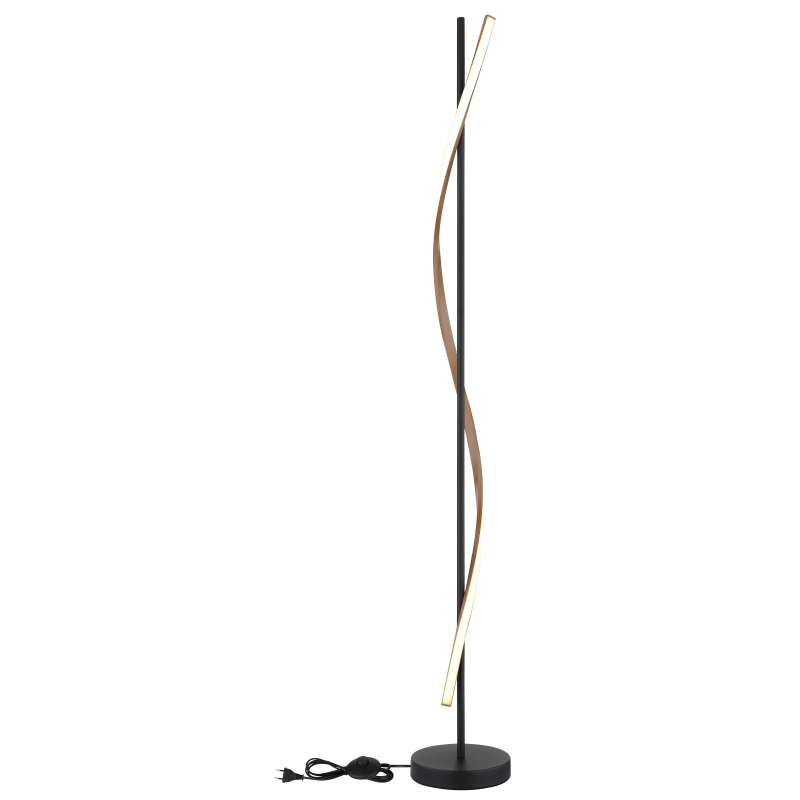 WATKINS stojanová lampa čierna/imitácia dreva LED 30W LED 3000K, výška: 150cm