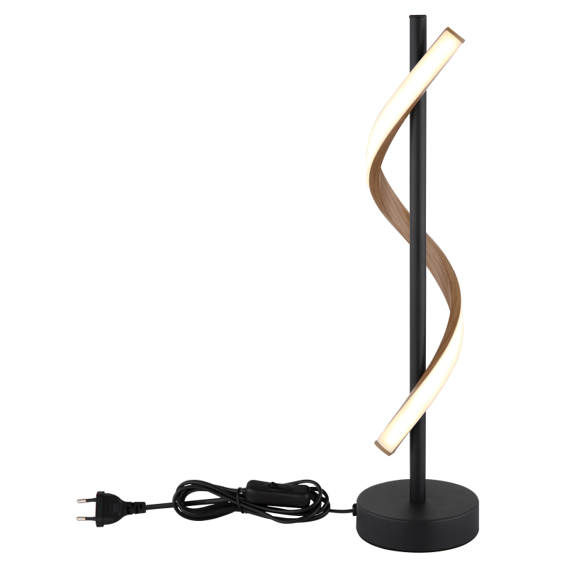 WATKINS stolná lampa čierna/imitácia dreva LED 12,5W LED 3000K, výška: 49,3cm