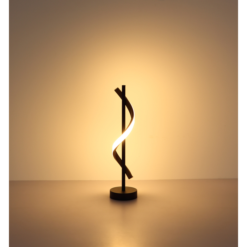 WATKINS stolná lampa čierna/imitácia dreva LED 12,5W LED 3000K, výška: 49,3cm
