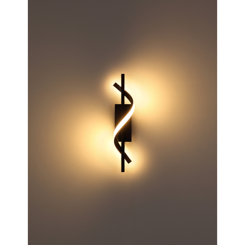 WATKINS nástenné svietidlo čierne/imitácia dreva LED 12,5W LED 3000K, 46x10x13cm