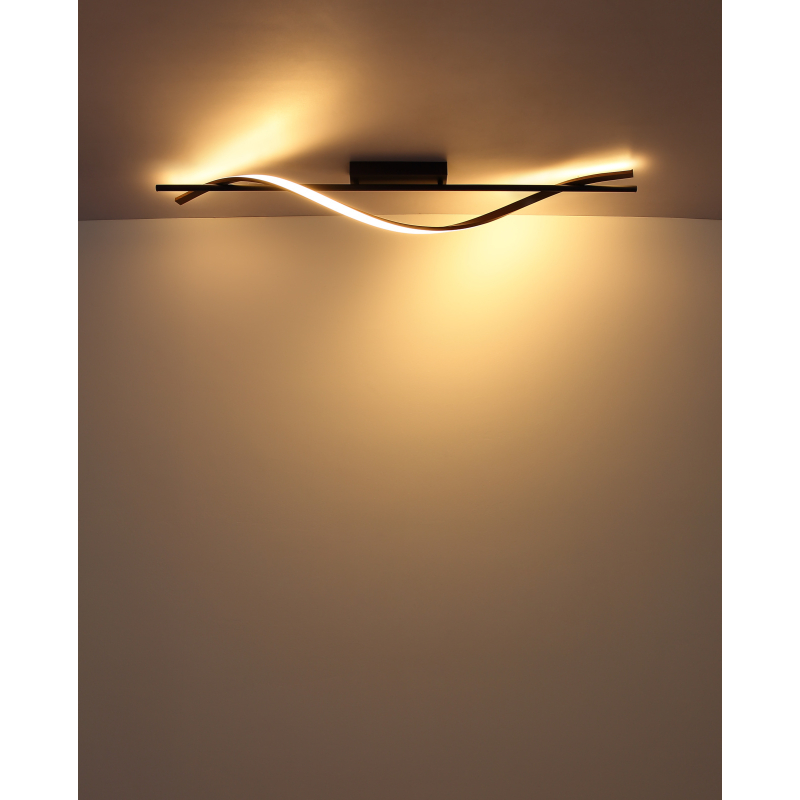 WATKINS stropné svietidlo čierne/imitácia dreva LED 20,5W LED 3000K, 115x17x14cm