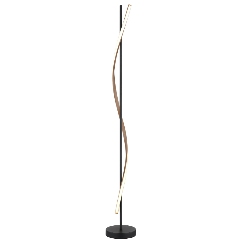 WATKINS stojanová lampa čierna/imitácia dreva LED 30W LED 3000K, výška: 150cm
