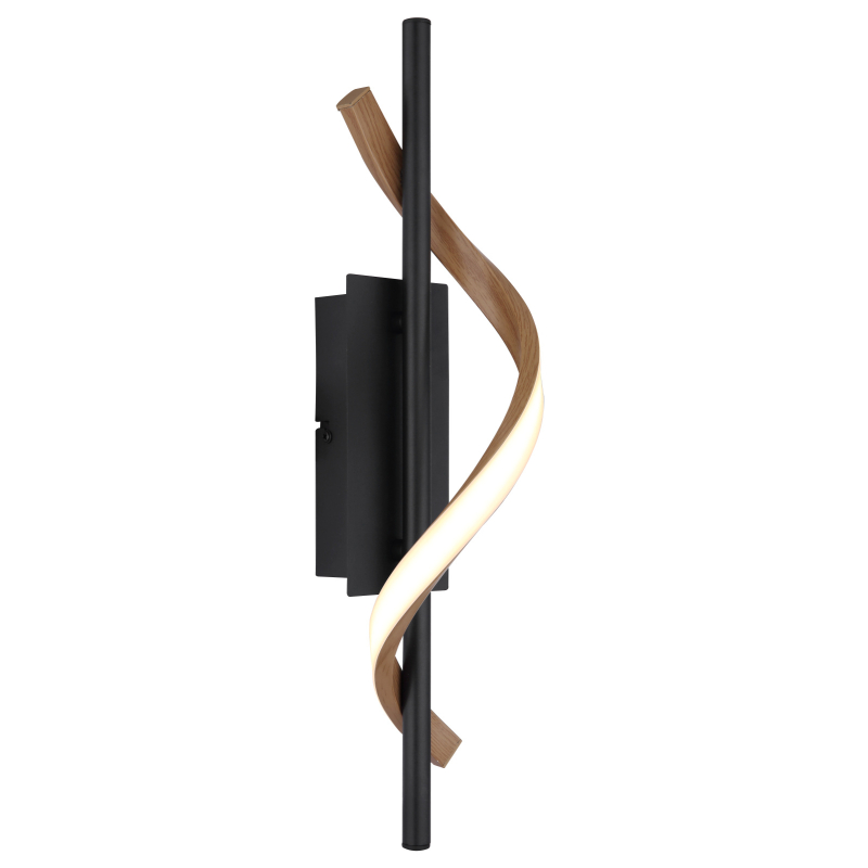 WATKINS nástenné svietidlo čierne/imitácia dreva LED 12,5W LED 3000K, 46x10x13cm