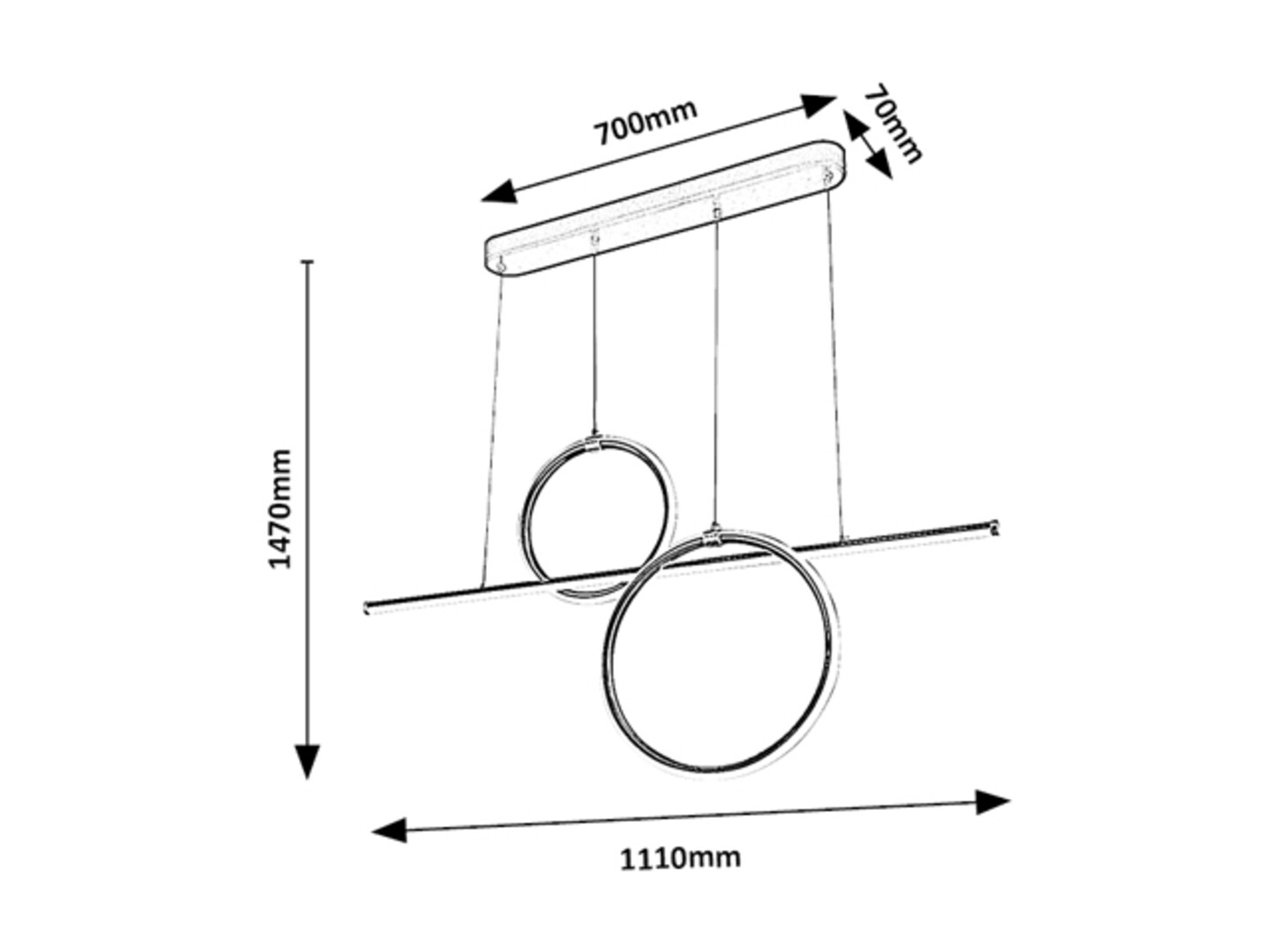 WILLOW závesné svietidlo čierne LED/48W/4000K, výška: 147cm