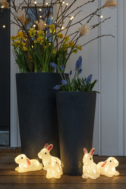 Svietiace zajačiky 5ks 40 LED teplá biela, výška 14cm