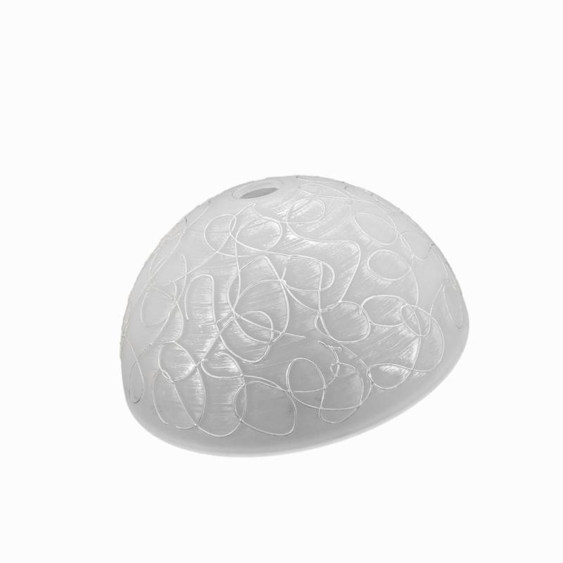 Sklenené číre matné tienidlo so vzorom pre závit E27 (42mm), priemer 35,5cm 