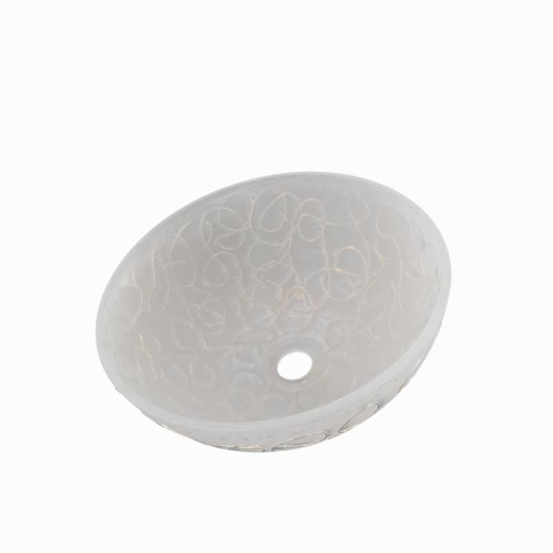 Sklenené číre matné tienidlo so vzorom pre závit E27 (42mm), priemer 35,5cm 